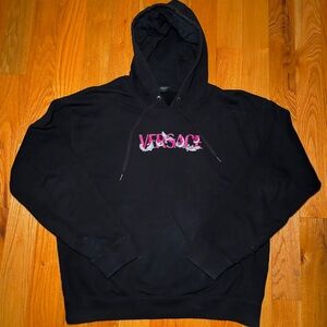 Versace Black Pink Spellout Logo Hoodie 🔥